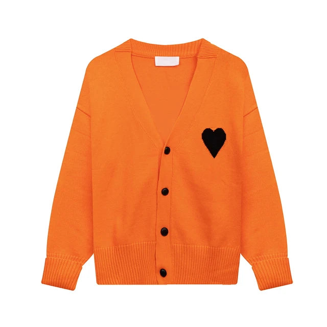 Women’s Heart Embroidered Cardigan – same ANTHEM | Dreamy Romantic French Chic for Soulmates - Orange / S