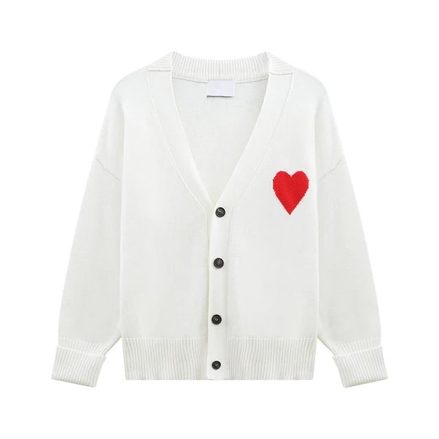 Women’s Heart Embroidered Cardigan – same ANTHEM | Dreamy Romantic French Chic for Soulmates - White / S