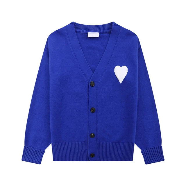 Women’s Heart Embroidered Cardigan – same ANTHEM | Dreamy Romantic French Chic for Soulmates - Klein Blue / S