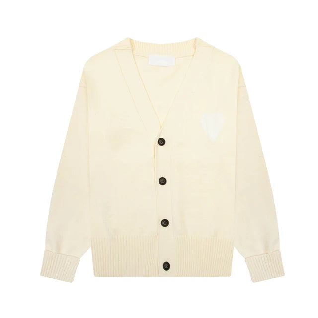 Women’s Heart Embroidered Cardigan – same ANTHEM | Dreamy Romantic French Chic for Soulmates - Apricot / S