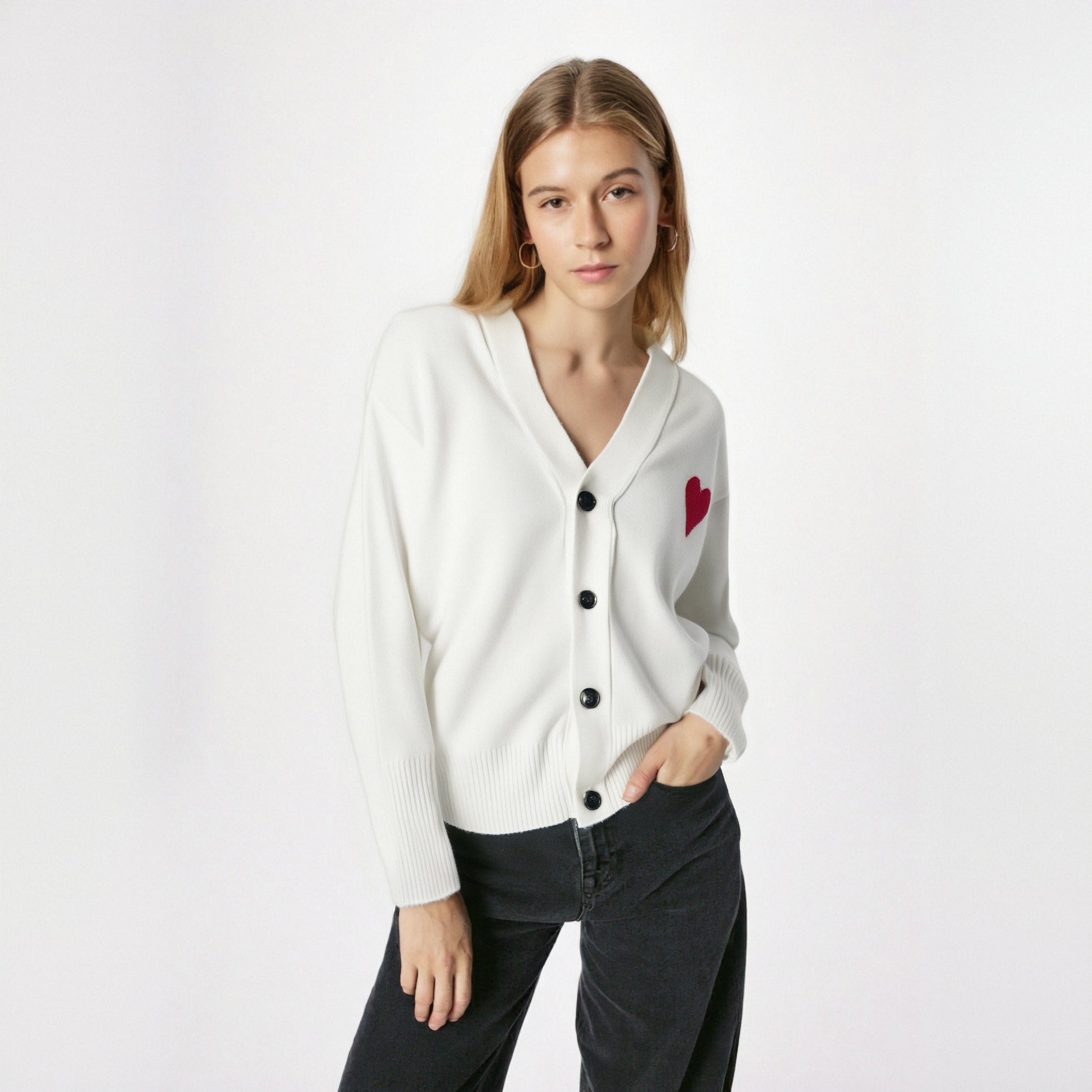 Women’s Heart Embroidered Cardigan – same ANTHEM | Dreamy Romantic French Chic for Soulmates