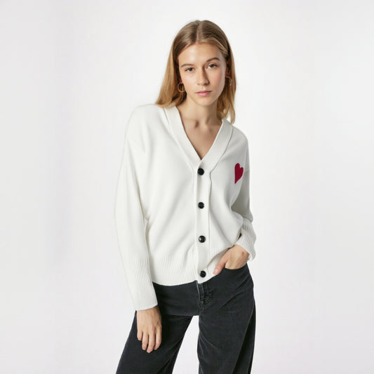 Women’s Heart Embroidered Cardigan – same ANTHEM | Dreamy Romantic French Chic for Soulmates