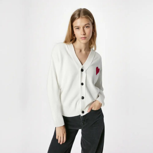 Women’s Heart Embroidered Cardigan – same ANTHEM | Dreamy Romantic French Chic for Soulmates