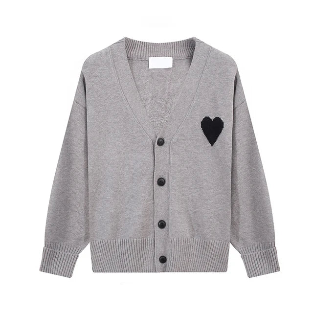 Women’s Heart Embroidered Cardigan – same ANTHEM | Dreamy Romantic French Chic for Soulmates - dark gray / S