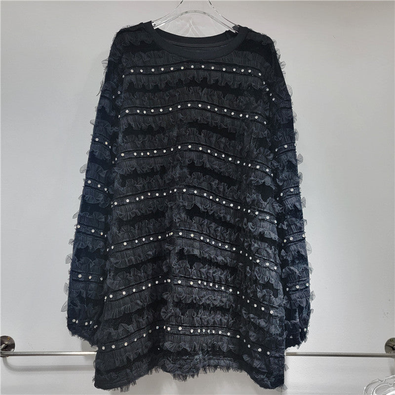 Women’s Layered 3D Flower Pullover – same ANTHEM | Dreamy Romantic French Chic for Soulmates - Black / One size
