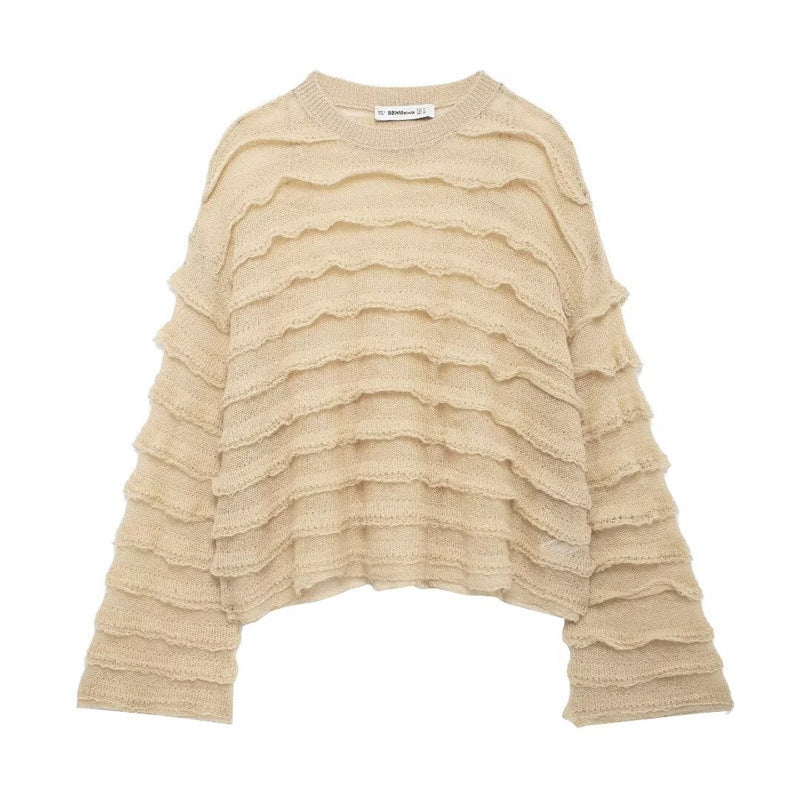 Women’s Layered Chic Top – same ANTHEM | Dreamy Romantic French Classic for Soulmates - Khaki / S