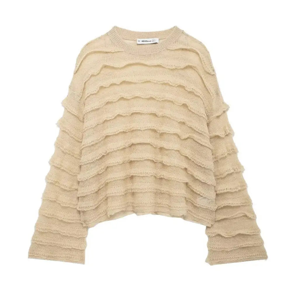 Women’s Layered Chic Top – same ANTHEM | Dreamy Romantic French Classic for Soulmates - Khaki / S