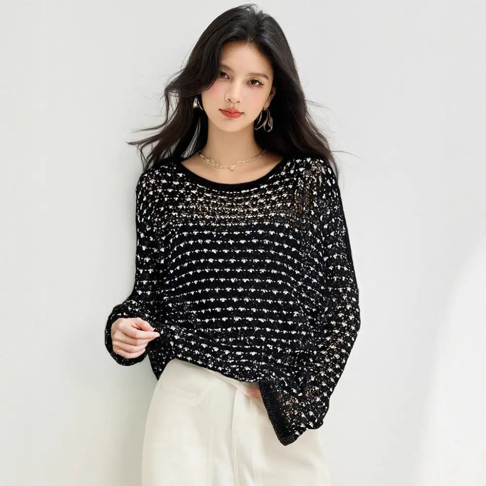 Women’s Linen Hollow Knit Crochet Top | same ANTHEM.