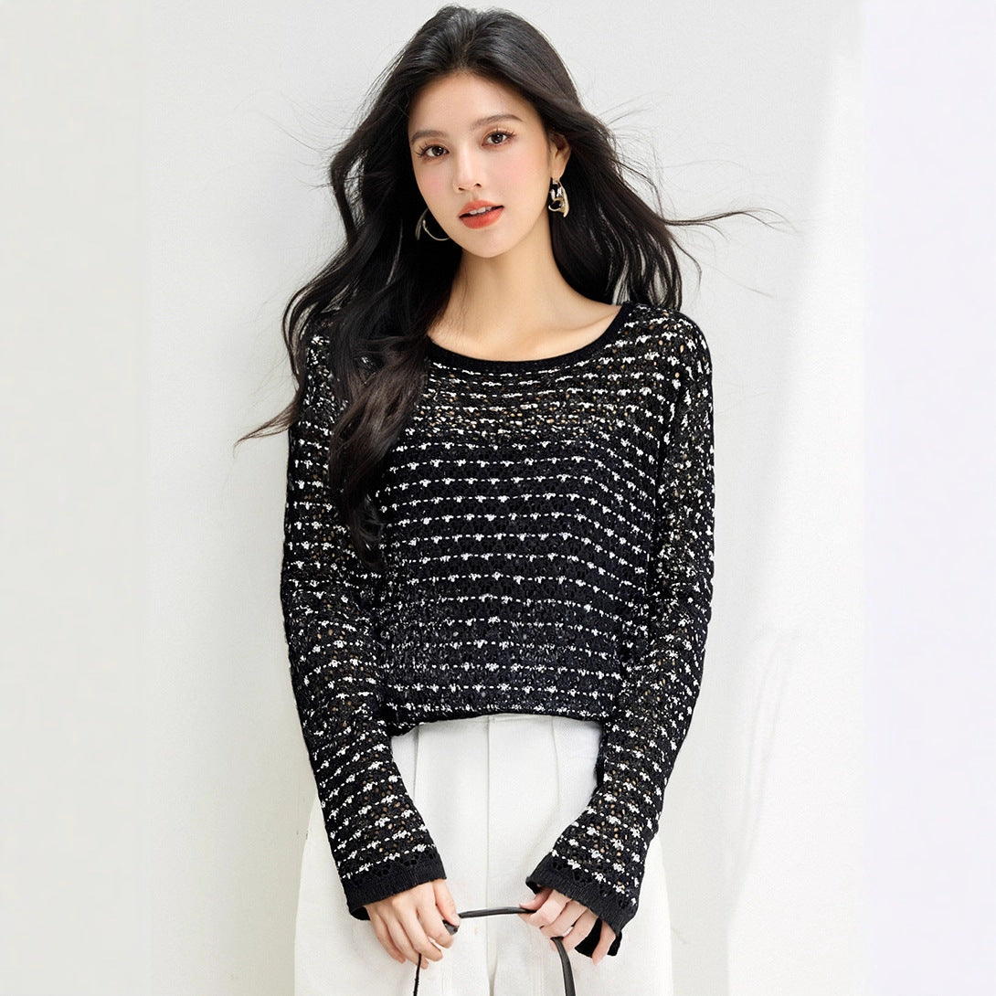 Women’s Linen Hollow Knit Crochet Top | same ANTHEM.