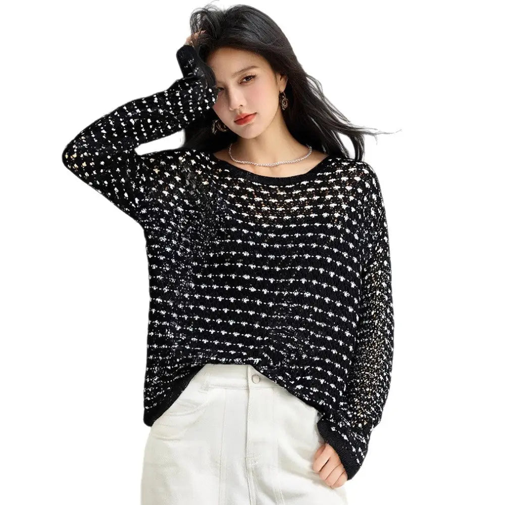Women’s Linen Hollow Knit Crochet Top | same ANTHEM.
