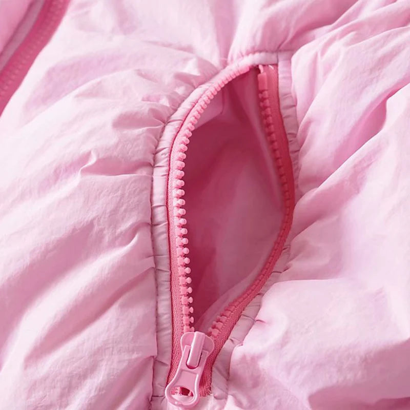 Women’s Pink Cotton Winter Jacket | Warm O-Neck Jacket | soulmate wear | same ANTHEM
