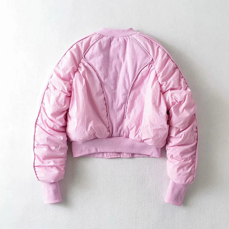 Women’s Pink Cotton Winter Jacket | Warm O-Neck Jacket | soulmate wear | same ANTHEM
