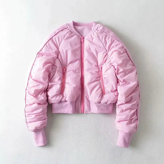 Women’s Pink Cotton Winter Jacket | Warm O-Neck Jacket | soulmate wear | same ANTHEM - pink / XS