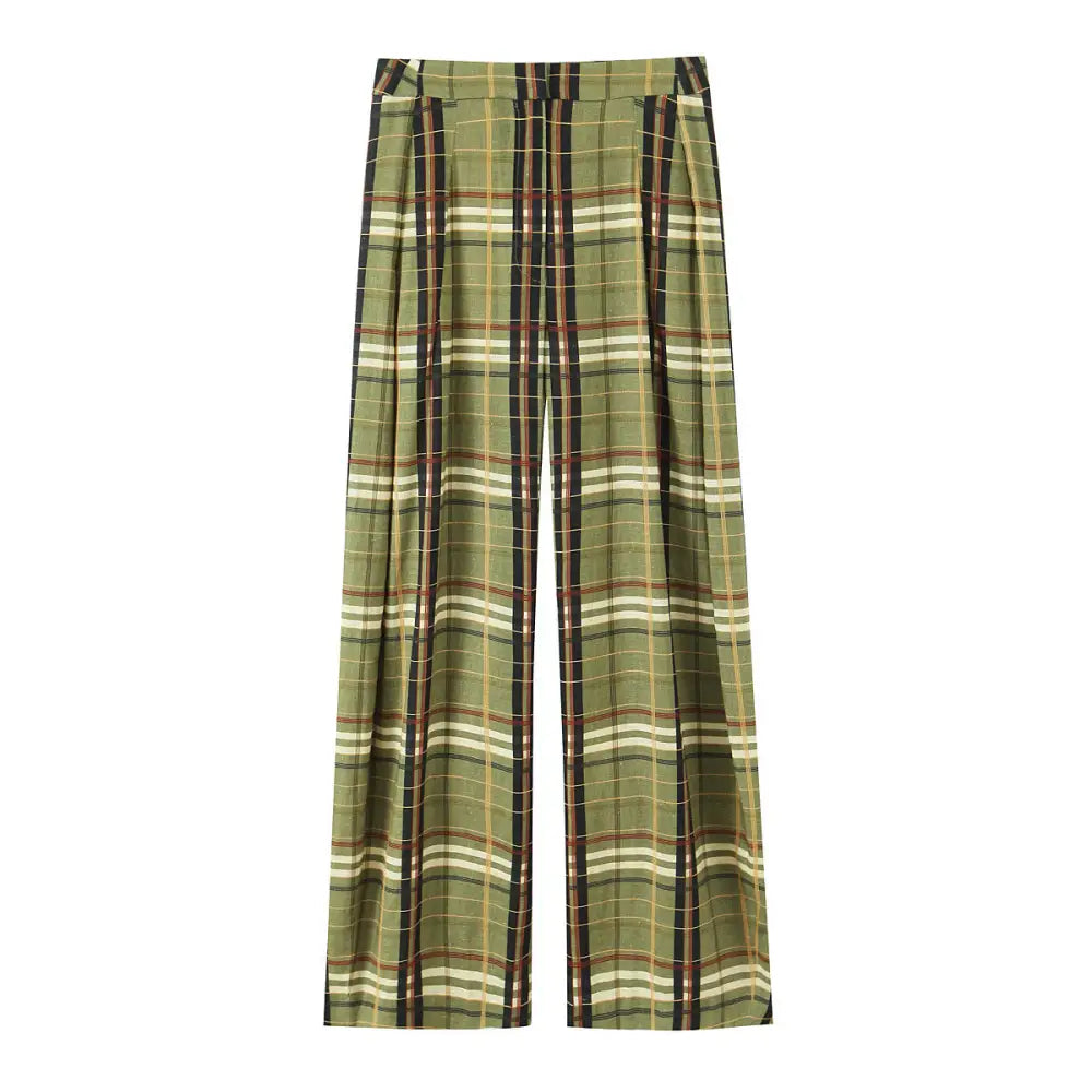 Women’s Plaid Linen Trousers | same ANTHEM. Soulmate Streetwear - Linen grid / XS