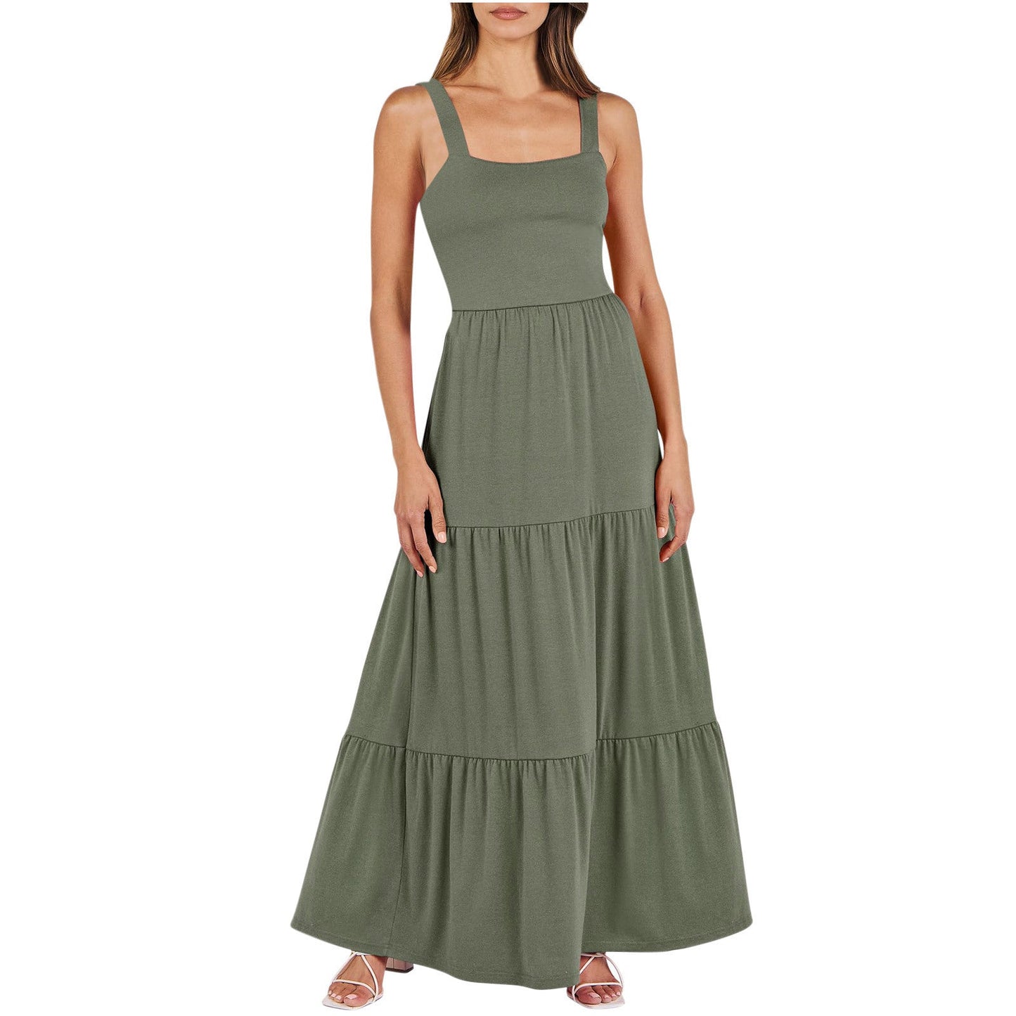 Women’s Pocket Spaghetti Straps Sleeveless Dress | Casual & Chic Everyday Wear | same ANTHEM - Army Green / L