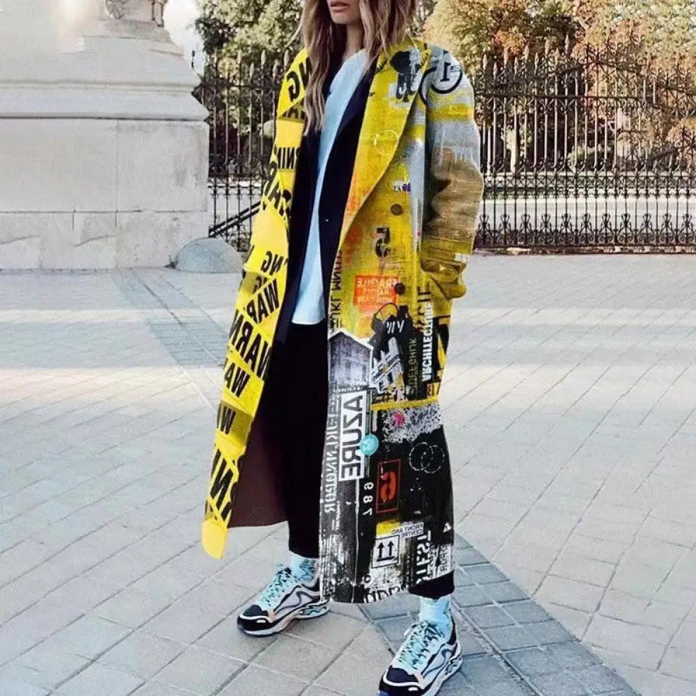 Women’s Printed Dragon And Phoenix Woolen Coat - Figure 50 / 4XL - Bag