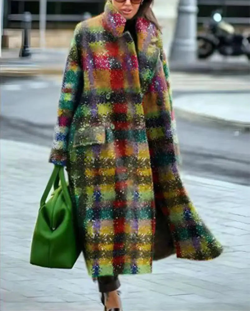 Women’s Printed Dragon And Phoenix Woolen Coat - Yellow Red / 4XL - Bag