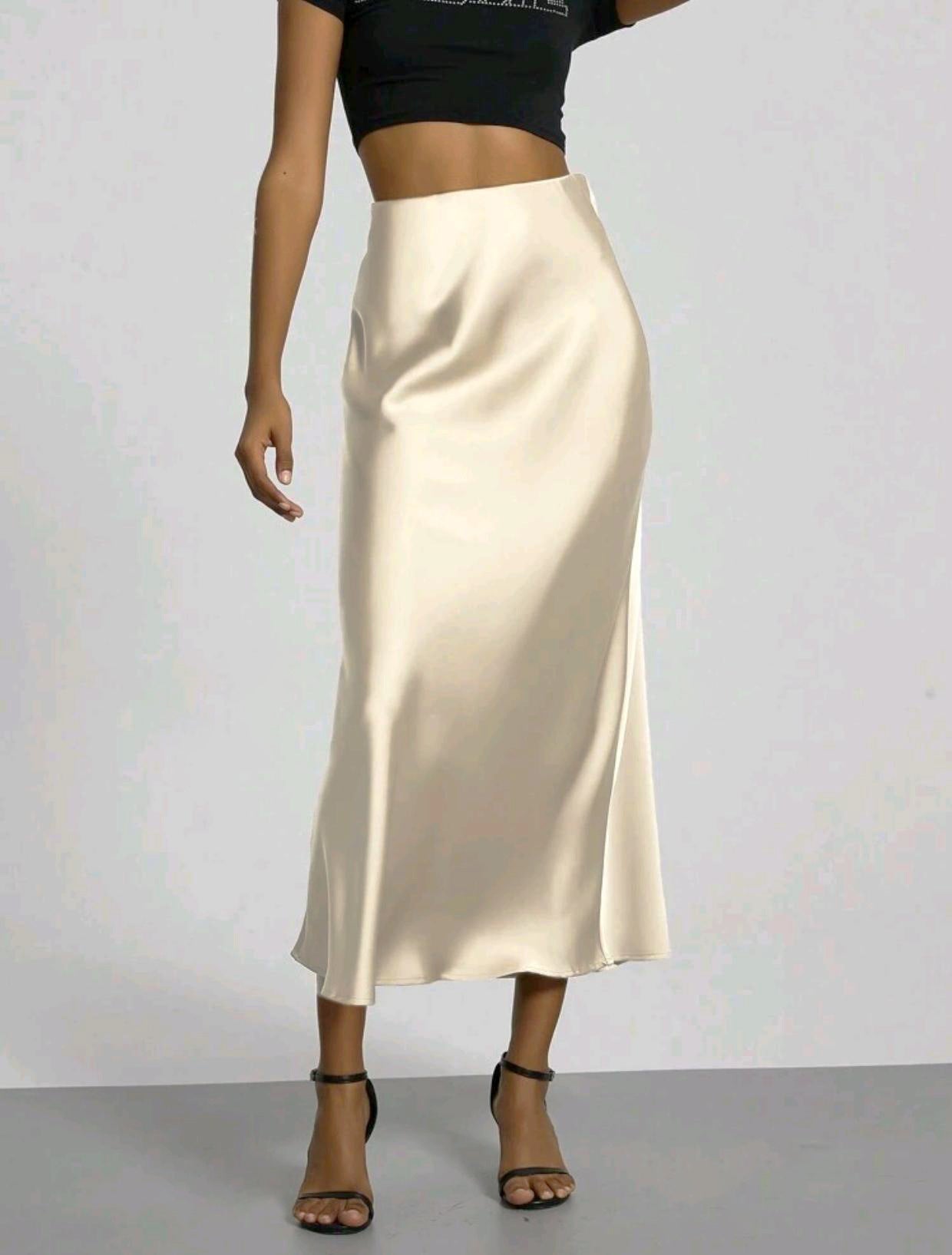 Women’s Slim Fit Sheath Skirt - Made for Lovers & Friends | Wear Your Style Sing the Same Anthem - Cream Color / L