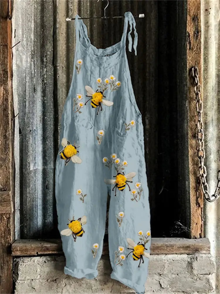 Women’s Suspended Pants Sweet Printed Vintage Suspender Pants - RJDDK213 / 2XL