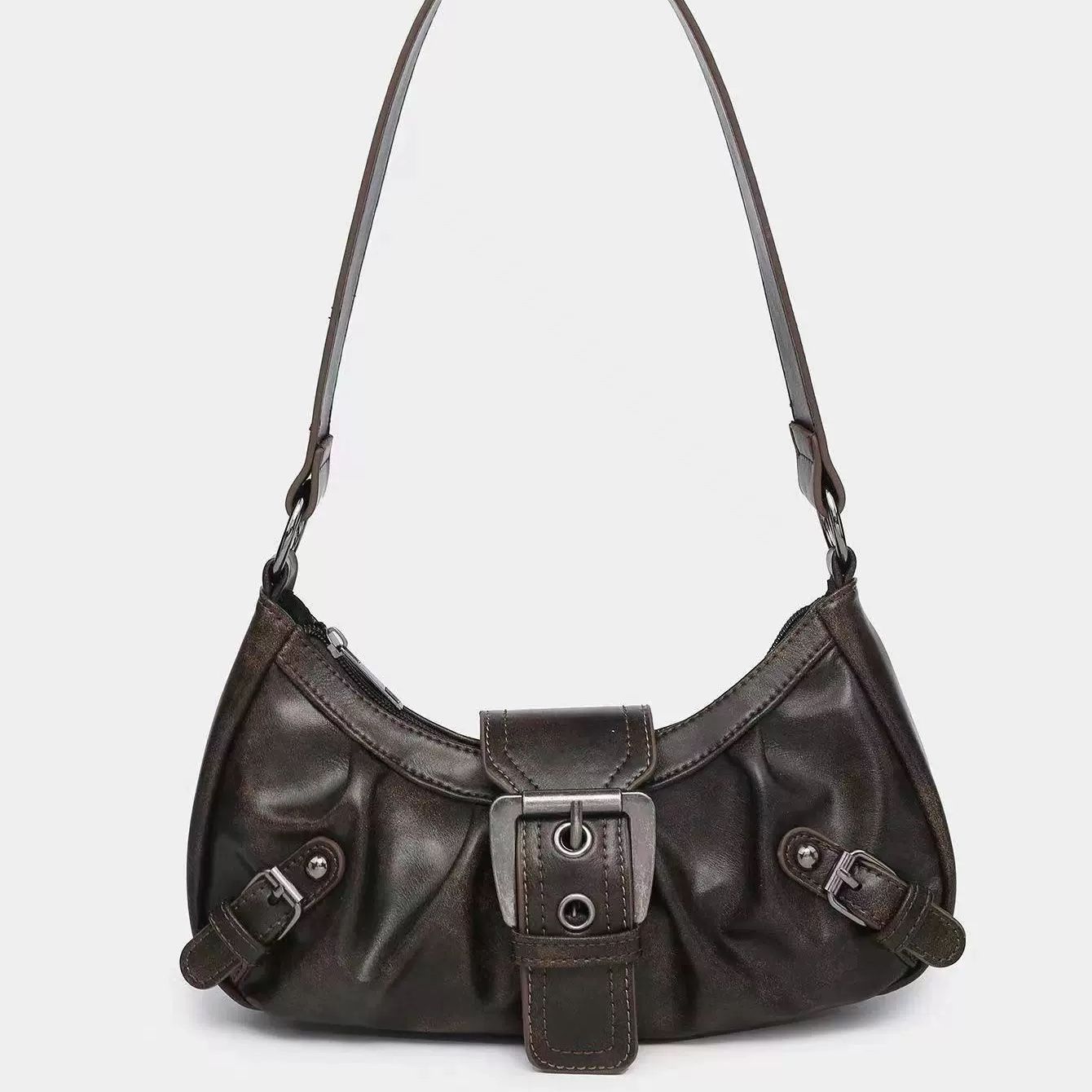Women’s Vintage Two-Tone Leather Shoulder Bag | same ANTHEM. - Coffee - Bag