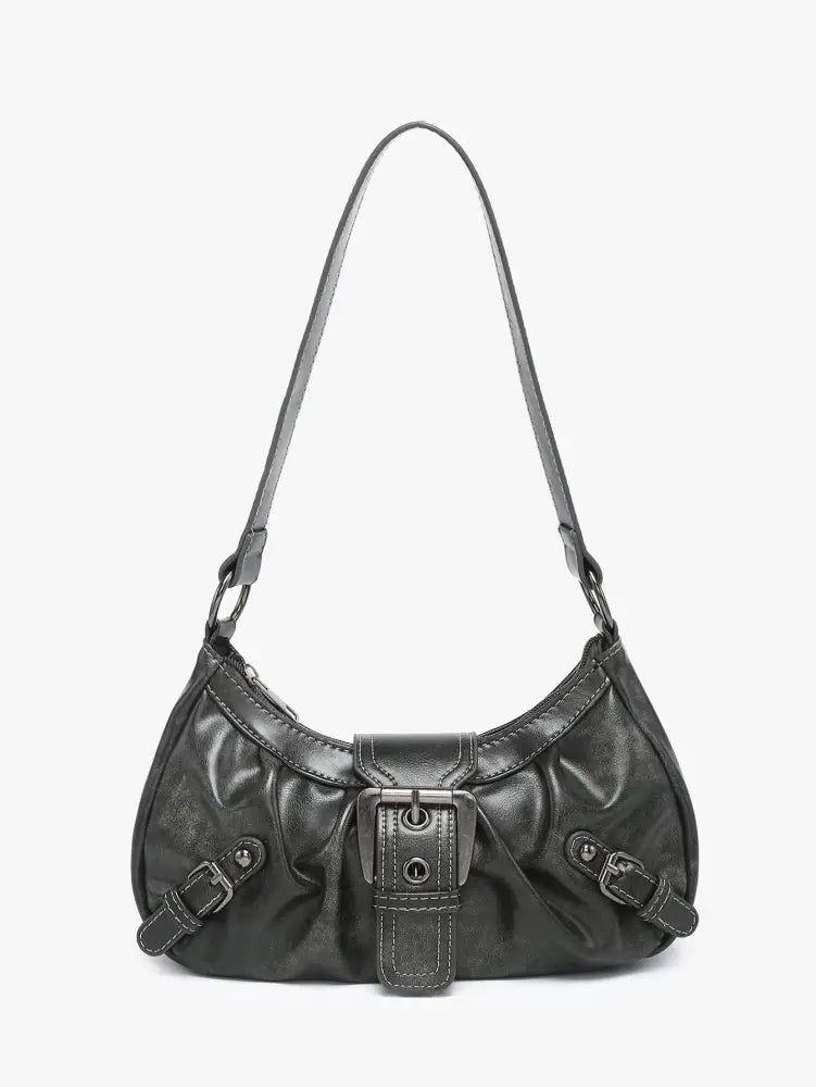 Women’s Vintage Two-Tone Leather Shoulder Bag | same ANTHEM. - Dark Gray - Bag