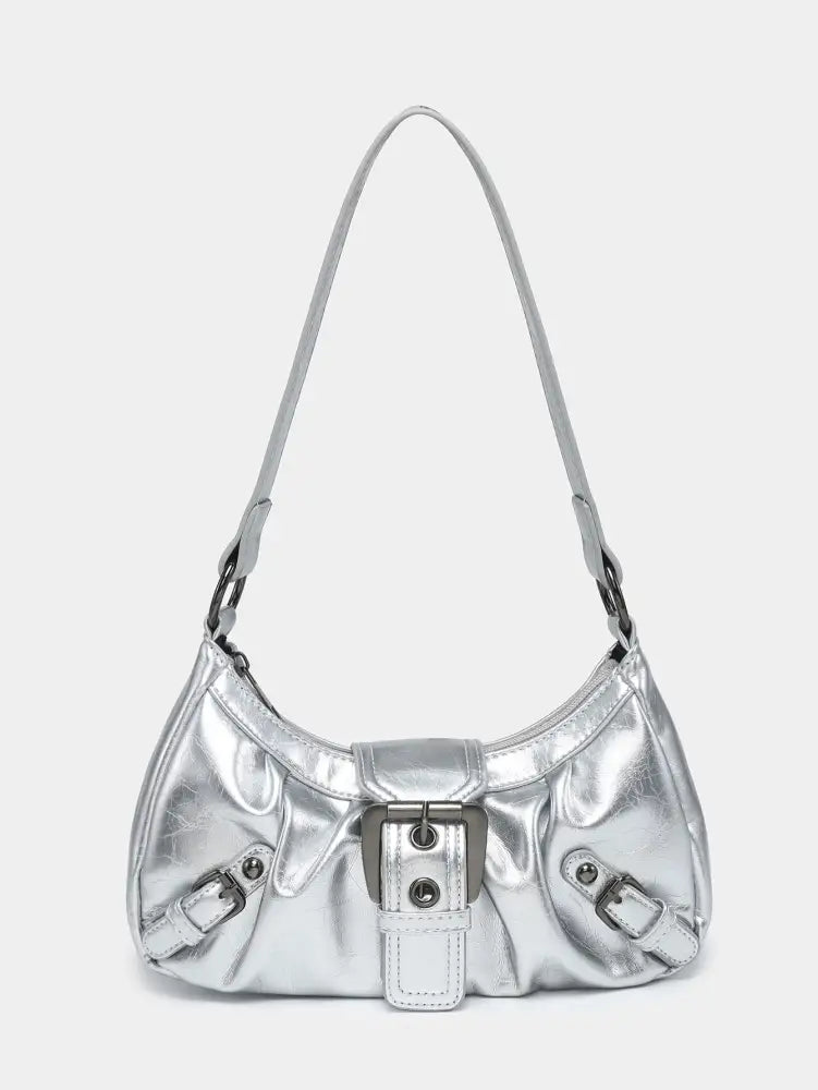 Women’s Vintage Two-Tone Leather Shoulder Bag | same ANTHEM. - Silver - Bag