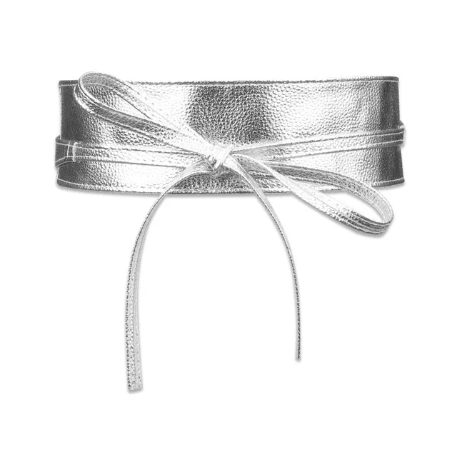 Women’s Wide Waistband Bowknot Belt | same ANTHEM - Silver