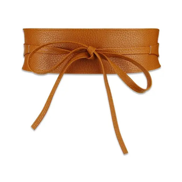 Women’s Wide Waistband Bowknot Belt | same ANTHEM - tan