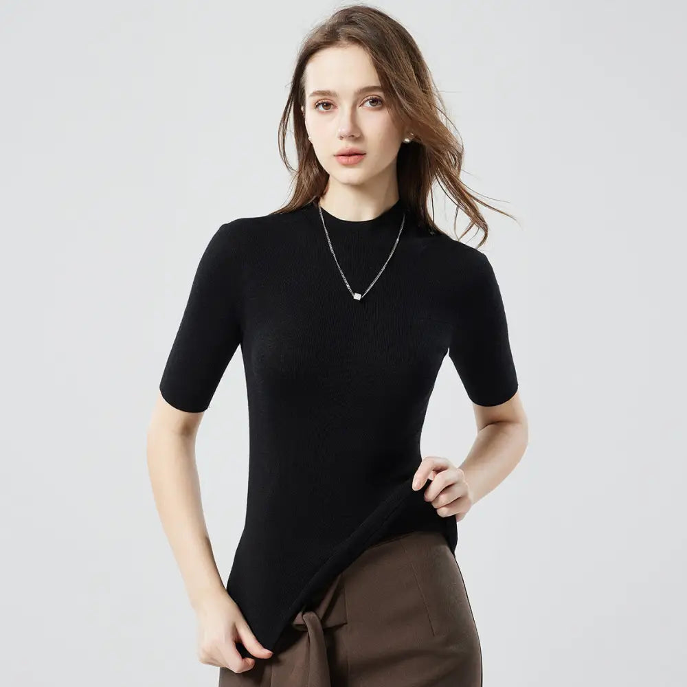 Woolen Turtleneck Short Sweater | same ANTHEM. - Top