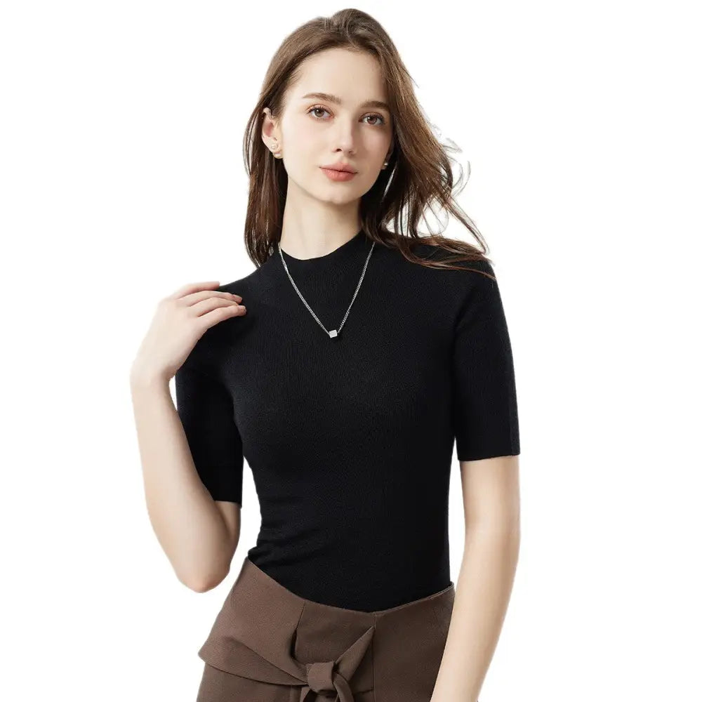 Woolen Turtleneck Short Sweater | same ANTHEM. - Top