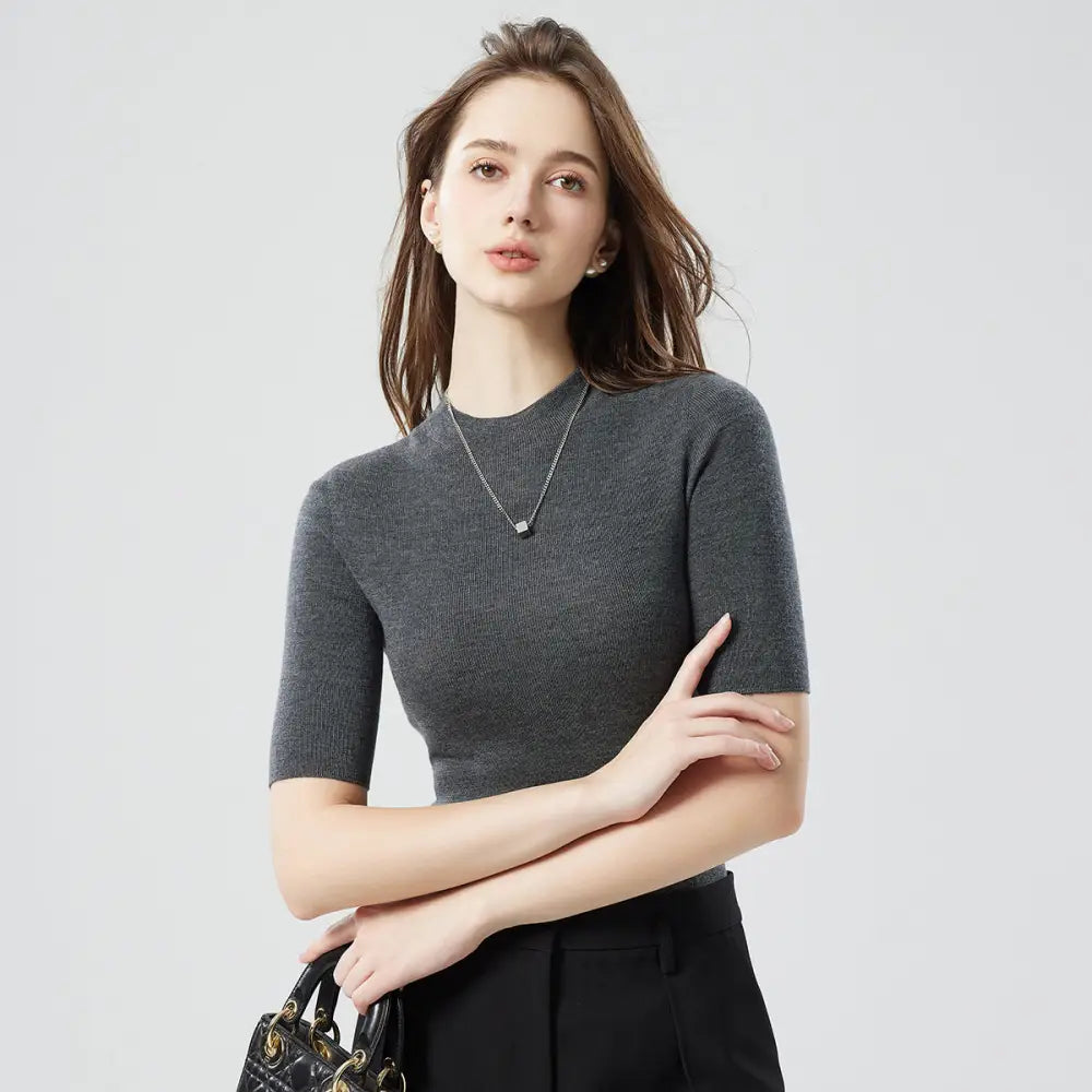 Woolen Turtleneck Short Sweater | same ANTHEM. - Top