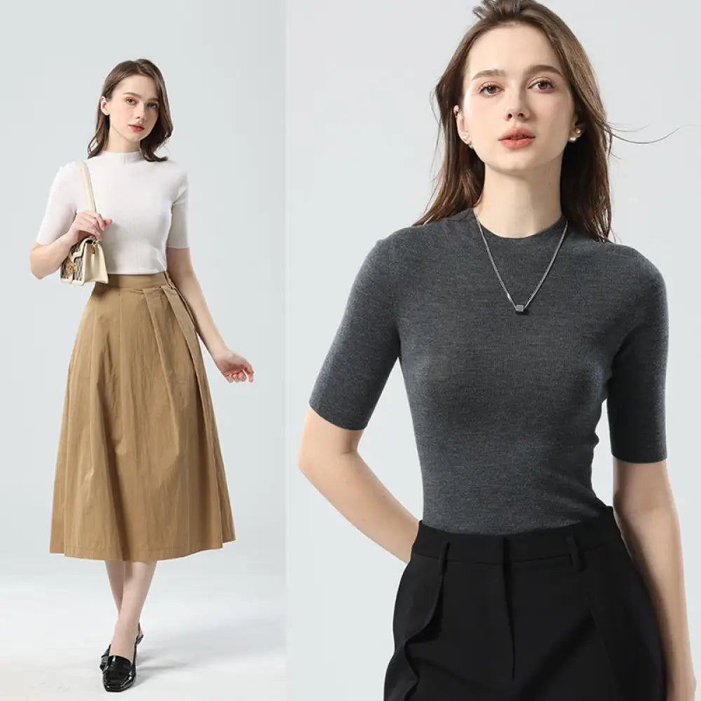 Woolen Turtleneck Short Sweater | same ANTHEM. - Top