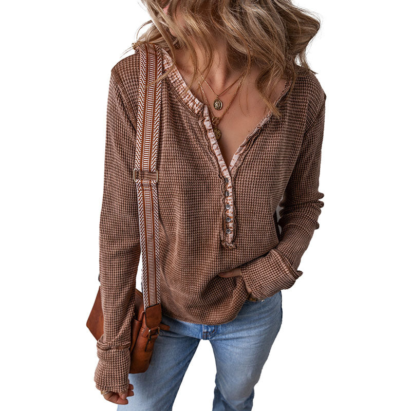 Worn-Looking Washed-Out Pullover Sweater – Casual Everyday Anthem Style for Lovers & Soulmates | same ANTHEM - Brown / L