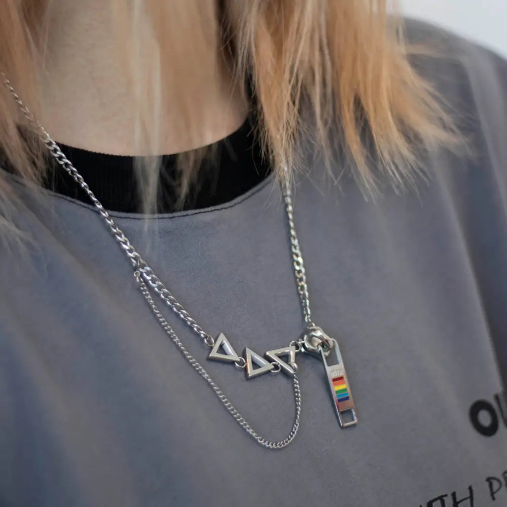 Zipper Design Couple Necklace | same ANTHEM Soulmate Jewelry & Streetwear - Silver