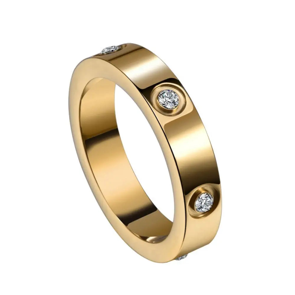 Zircon Inlaid Titanium Steel Ring – Soulmate Streetwear | same ANTHEM - gold / 5