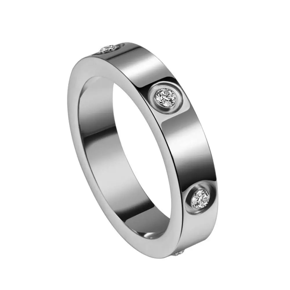 Zircon Inlaid Titanium Steel Ring – Soulmate Streetwear | same ANTHEM - silver / 5